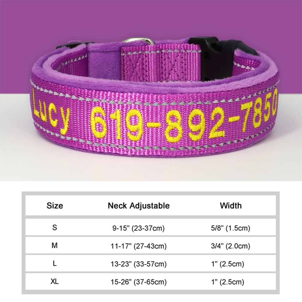 Personalized Embroidered Dog Collar Reflective Nylon Custom ID Name Accessories Pet Padded Collars For Small Medium Large Dogs