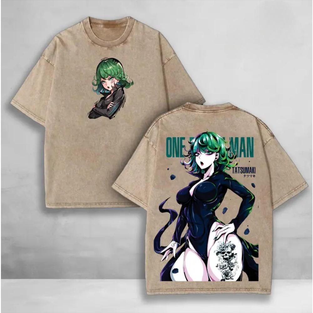 Anime ONE PUNCH MAN Tatsumaki Graphic T Shirt Men Women Short Sleeve Clothing Casual Tshirt Washed Cotton Tee Harajuku T-shirt