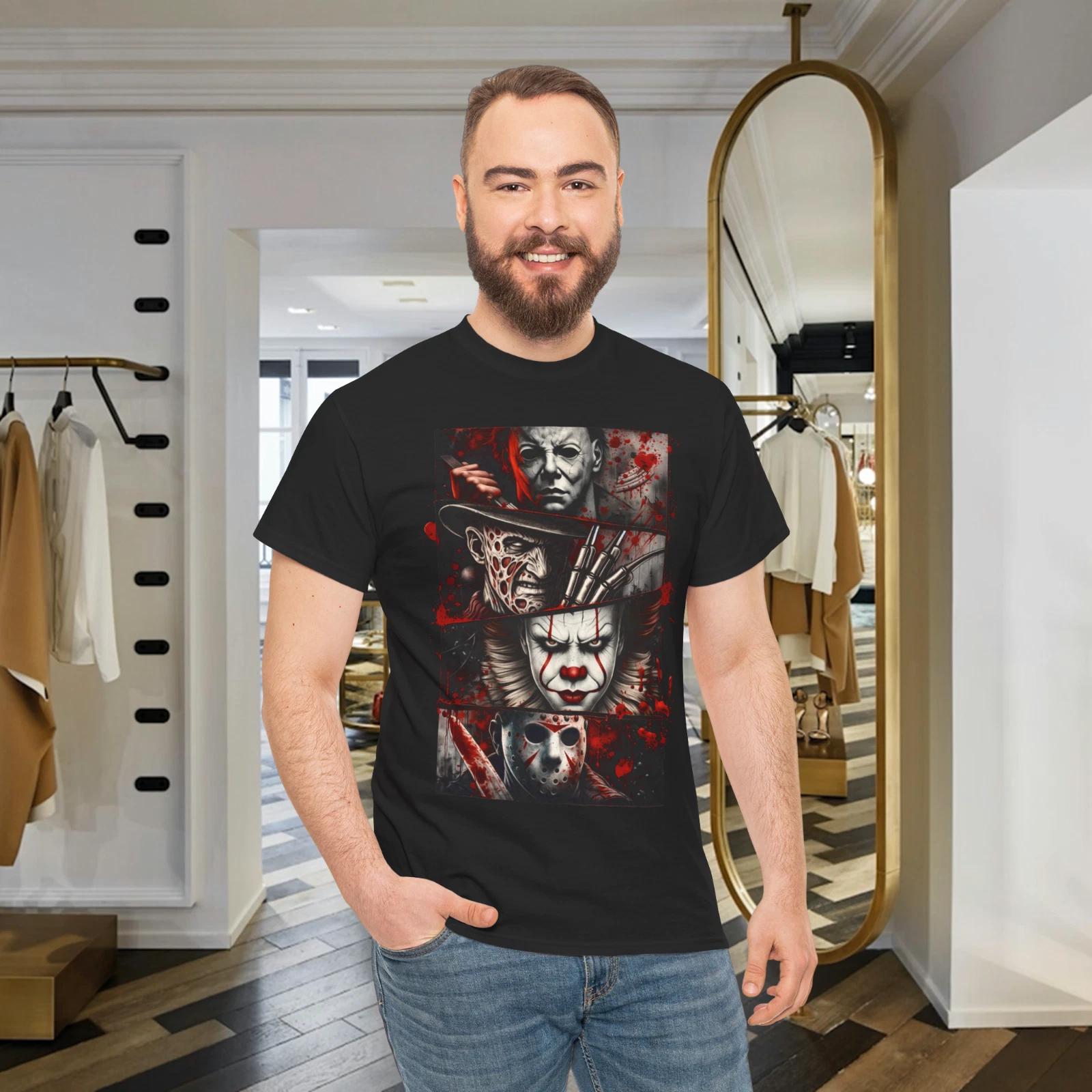 Halloween T-shirts Horror Icons Graphic T-Shirt 3XL