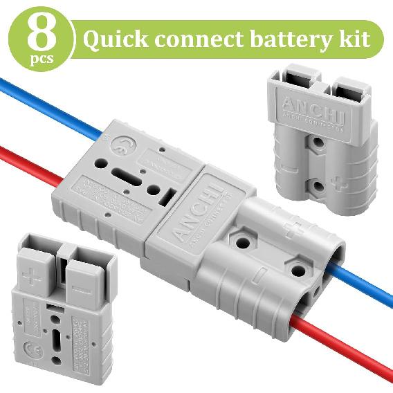 8 Pcs 50 Amp Batteries Quick Connector With 10/12 Awg 10-12 Gauge Battery Quick Connector Wire Harness Plug Kit Cables Connect Disconnect Plug For