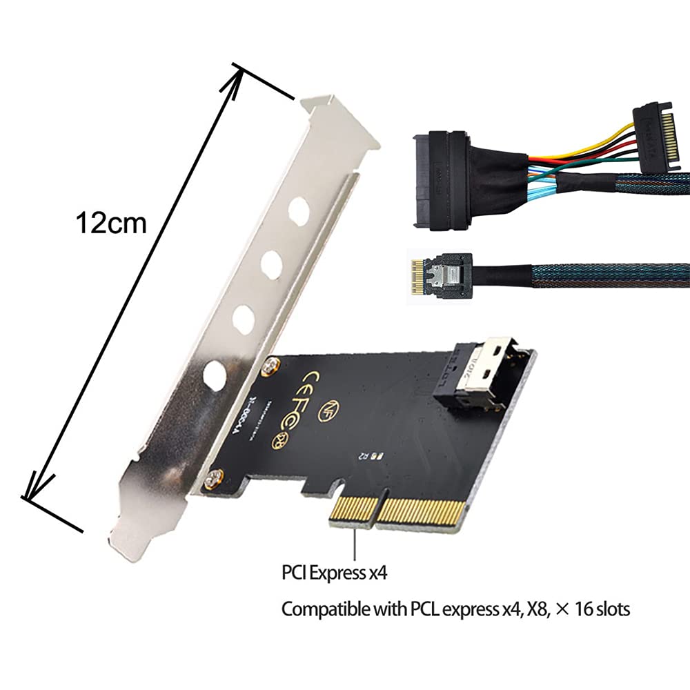 NFHK U.2 SFF-8639 NVMe PCIe SSD Cable and PCI-E 3.0 4.0~SFF-8654 SAS Card Adapter