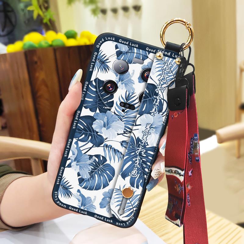 Anti-dust Kickstand Phone Case For Xiaomi 13 Ultra Back Cover Phone Holder Silicone Durable Lanyard Elderly Lady Fashion