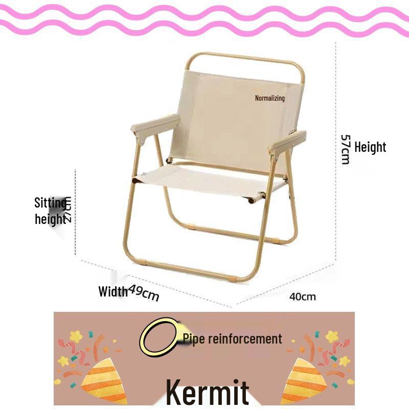 Portable Carbon Steel Outdoor Beach Camping Chair with Widened Kermit Design