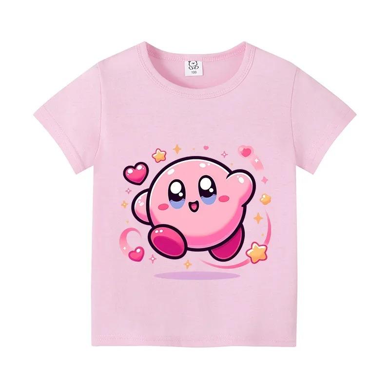 Kirby Tričko s krátkým rukávem Kluci Dívky Topy Oblečení Kreslené Bavlněné Tričko Roztomilé Anime Ležérní Oblečení Tričko Móda Y2K Tričko Dárek
