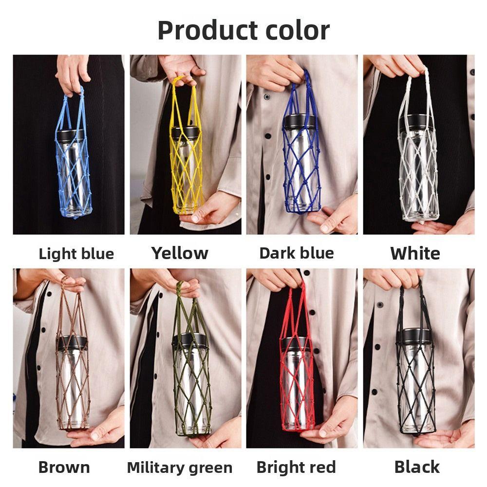 Weave Water Cup Mesh Bag Hand Woven Pouch Visible Bag  For Sport Camping Accessories