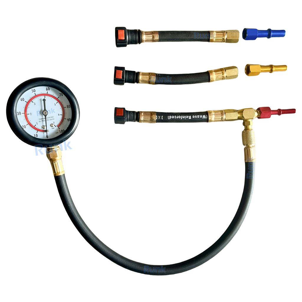 Fuel Pressure Tester Kit 0-100PSI 3-Size Adapters Fuel Pump Pressure Tester Multiple Connection Methods for Car Truck Motorcycle