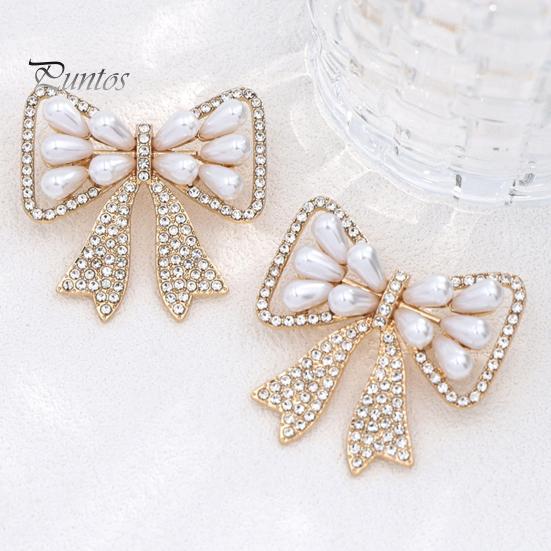 Elegant Bow Brooch with Faux Pearls Rhinestones, Women Vintage Bowknot Alloy Pin Lapel Pin, Jewelry Accessories for Coats Dresses Shawls Shirts