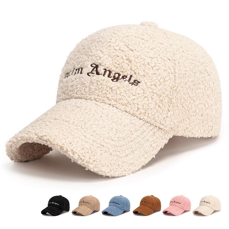 Thickened Lamb Wool Baseball Cap - Korean Version, Embroidered Duckbill, Small Face, Teddy Fleece, Warm Winter Hat for Women