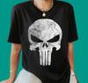 Marvel Punisher Skull Symbol Distressed T-Shirt | Disneyland Trip Family Outfits | Disneyland Family Party Gift 2025 | Aesthetic Gift R680