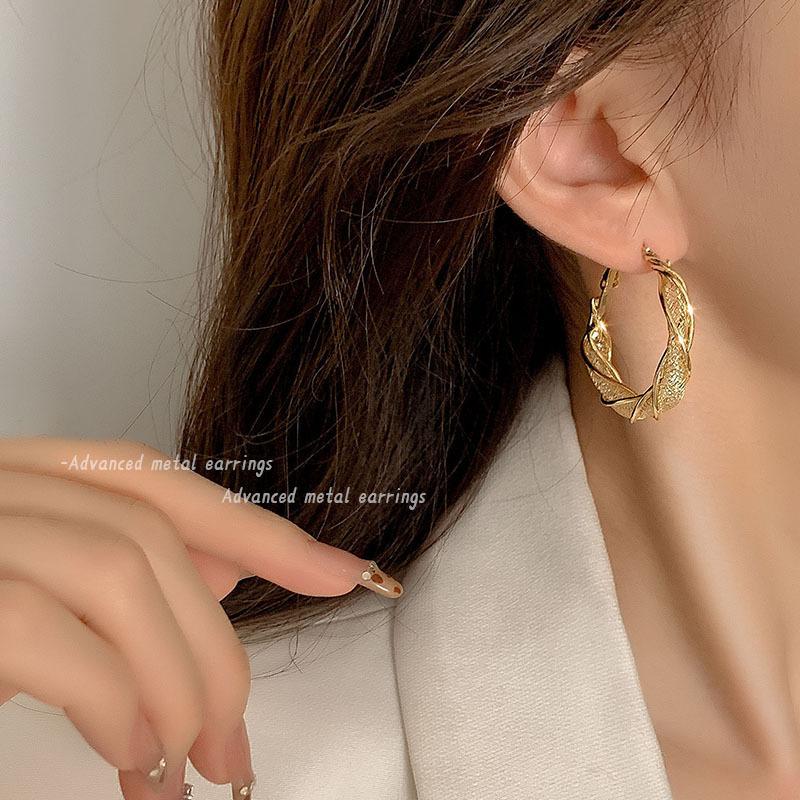 Light Luxury Circle Earrings Metal Super Flash Earrings Niche Cold Wind Earrings Women