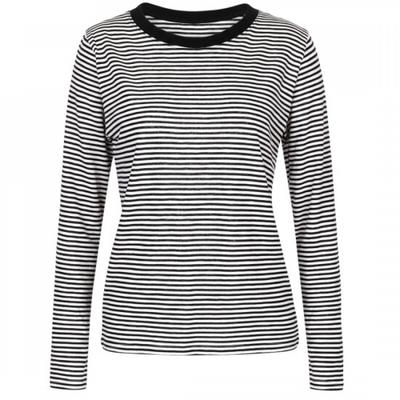 Shop   Women S KoRean Made 2 Tone R Neck S F StRiped lS Tee Black Dai wSh260071