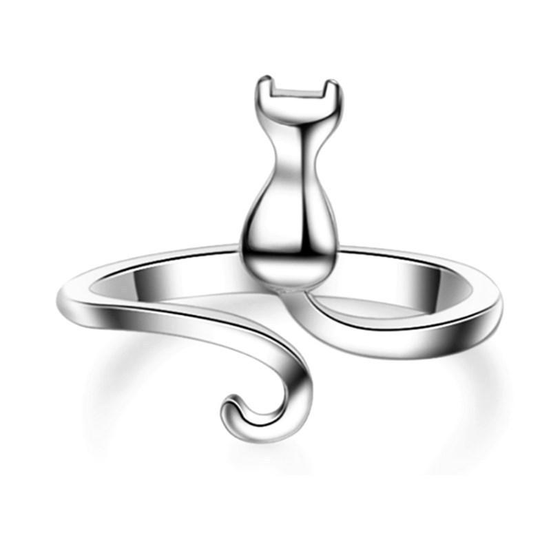 Kitten Open Ring Female Moon Kitty Cat Ring Index Finger Ring Jewelry Pinky Ring Hand Jewelry