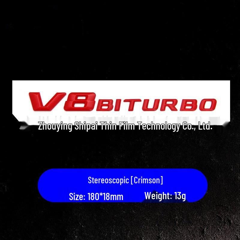 Kompatibilní s emblémem blatníku Mercedes-Benz V8 BITURBO, zadním emblémem s dvojitým přeplňováním, nápisy a samolepkami na auto.