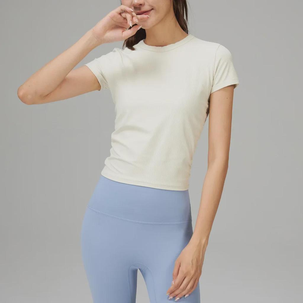 Lu Yoga Fitness Women's Slim Quick-Dry Short-Sleeve T-Shirt for Running