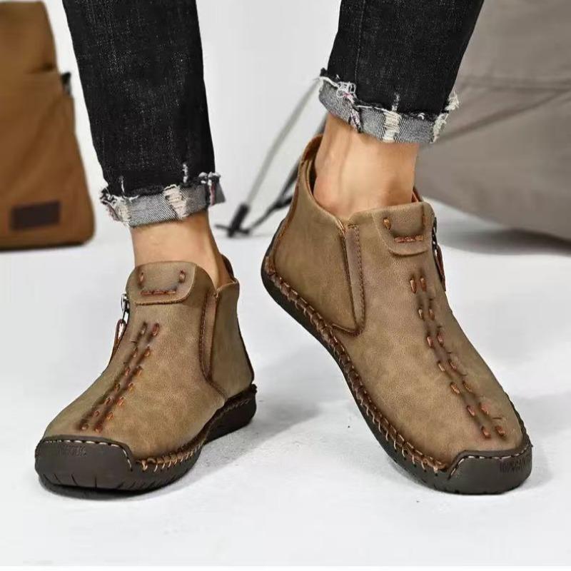 Herrenstiefel Mode Reißverschluss Schuhe Leder Herren Stiefeletten
