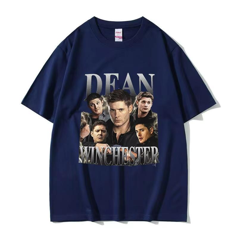 Retro Dean Winchester Actor Graphic TShirt Unisex Fashion Short Sleeve Tshirts Men Casual Cotton Oversized T Shirt Streetwear
