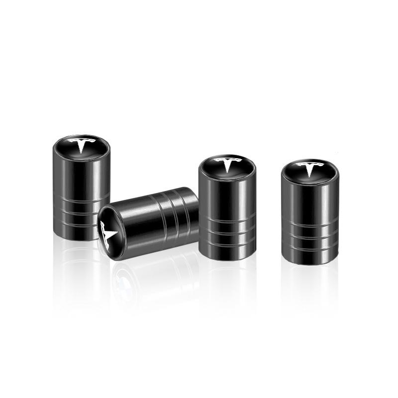 AKZ1 4Pc/set Car Styling 3D Wheel Tire Valve Stem Caps Auto Accessories For Tesla Model 3 Model S Model X Model Y Cybertruck Roadster