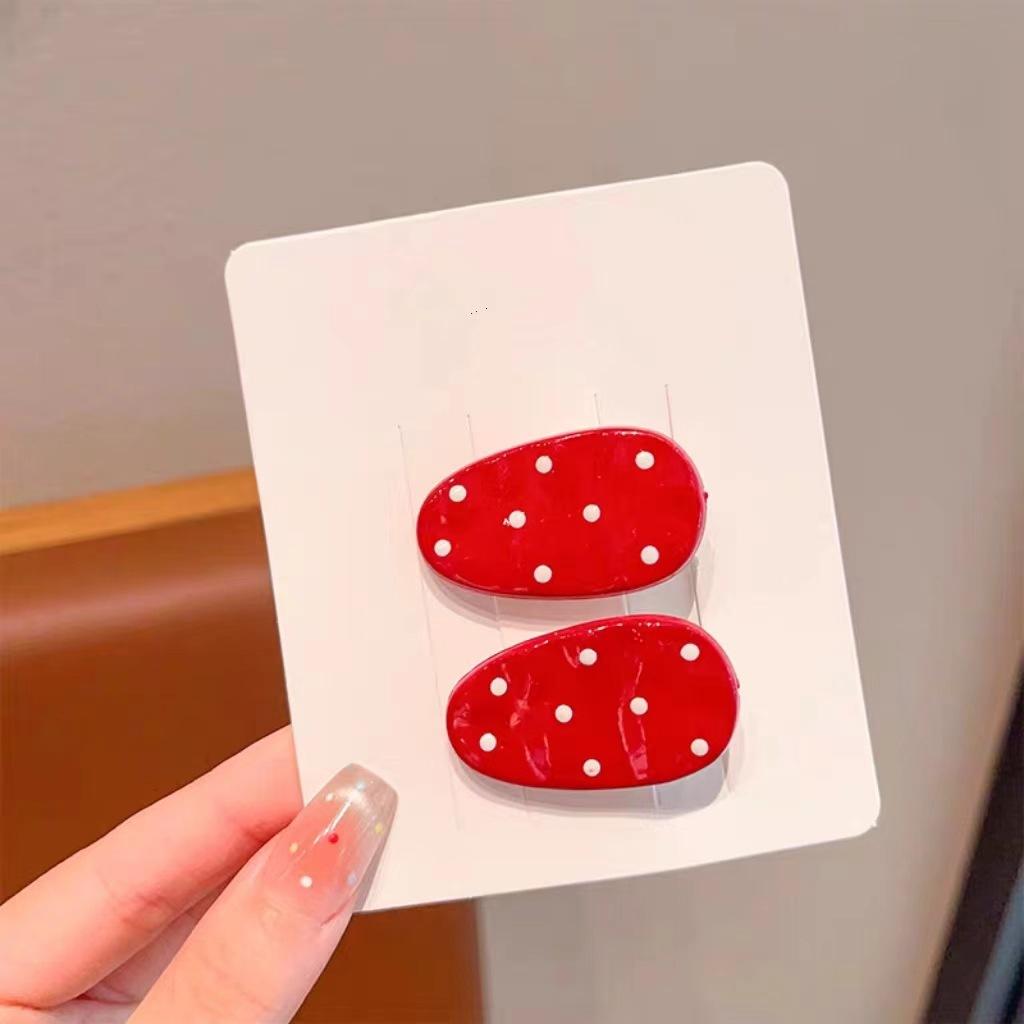 Детская Милая Розовая Заколка в Горошек Не Вредит Волосам Зажим-Уточка Простая Челка Головной Убор для Малышек Детские Аксессуары для Волос