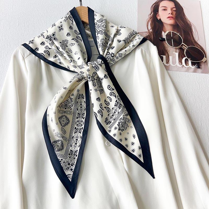 Matching Shirt French British Cashew Silk Scarf Neck High-end Shawl Triangle Scarf Belt Thin Waist Scarf