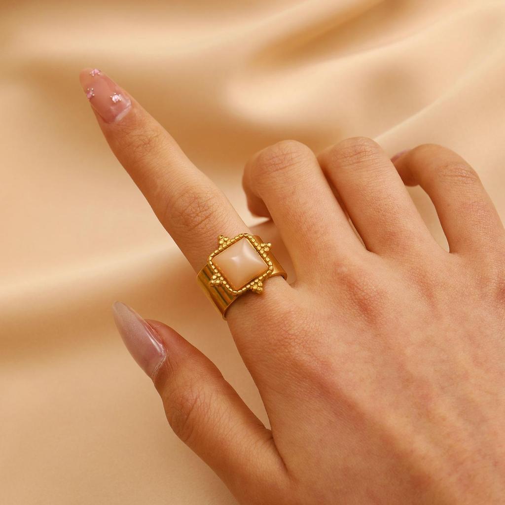 Vintage Turquoise Stainless Steel Open Finger Ring for Women