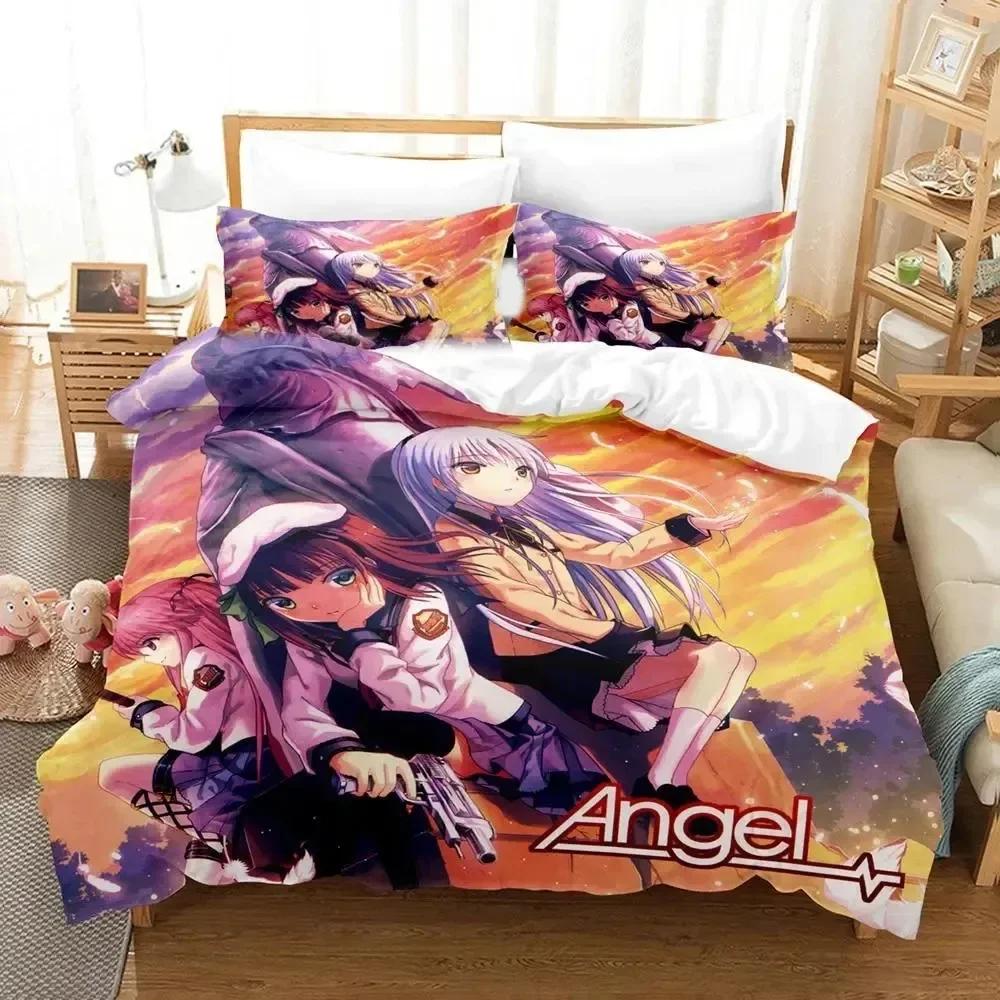 3D Печать Аниме Angel Beats Комплект Постельного Белья Печатный Комплект Постельного Белья С Наволочкой Покрывало На Одеяло Мягкое Односпальное Двуспальное Queen Super King Размер