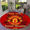 Manchester United F Custom Name Round Area Rug,Carpet Rug for Living Room Bedroom Sofa Playroom Decor,Non-slip Floor Mat