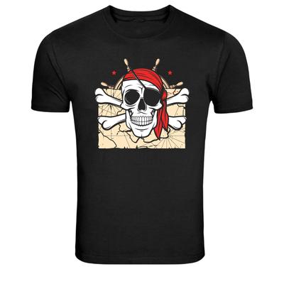 Piraten Schädel Knochen Karte Abenteuer Grafik T-Shirt