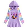 Kpop Demon Hunter Long Sleeve Rainbow Ruffle Hooded Girls' Dress