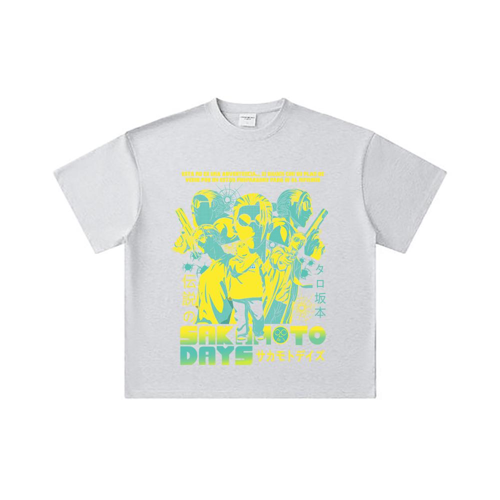 260 GSM Dubbel Garen 32 Count 100% Katoen Sakamoto Days V6 Taro Print Unisex Zwaar Katoenen T-shirt