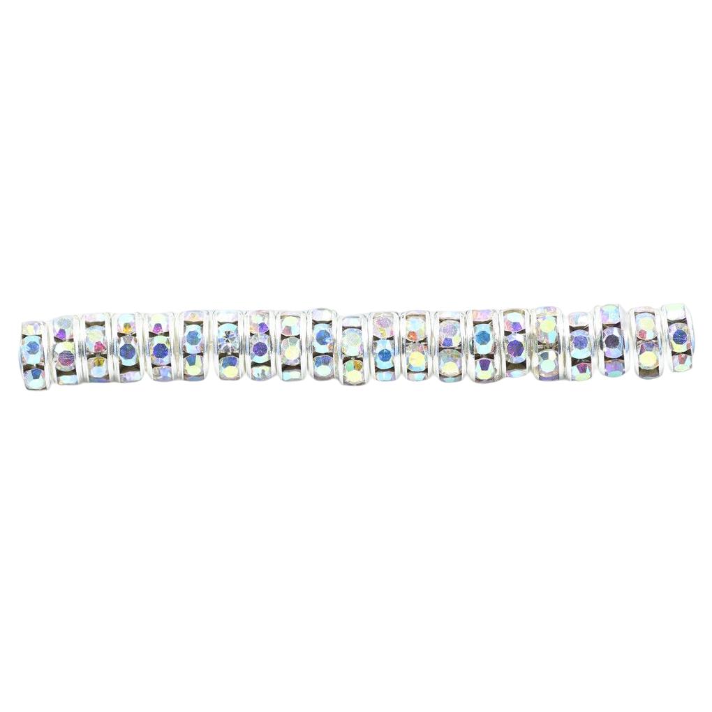 50 Pieces Rhinestone Rondelle with Large Hole Handmade Spacer Beads Crystal Multi-colors Loose Bead Bracelet Necklace