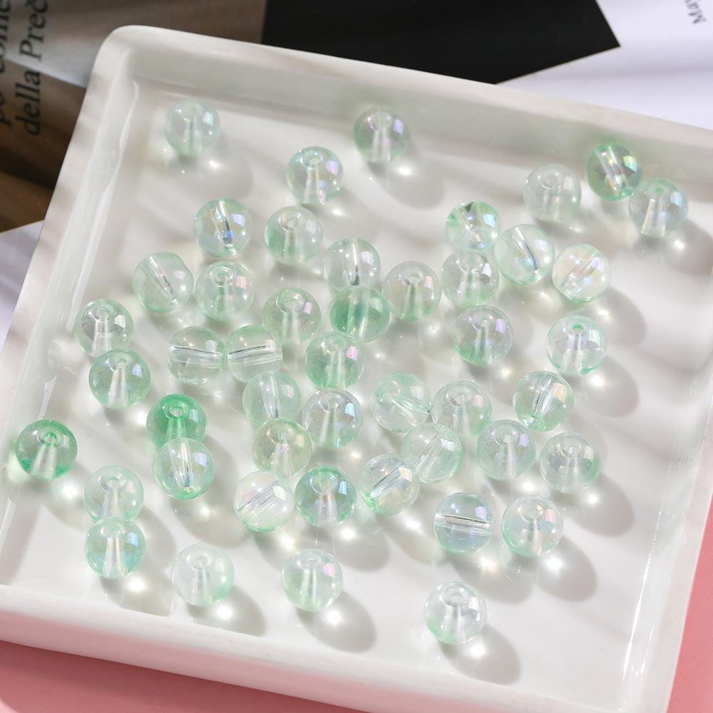 20/50/100pcs 4/6/8mm Colored Transparent Glass Beads Spacer Beads for DIY Earring Necklace Phone Chain Jewelry Making Findings