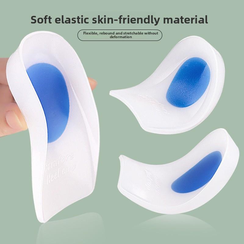 White Blue Core Heel Pad Soft Self-adhesive Sports Shock Absorber Insole U-shaped Foot Cup Half Size