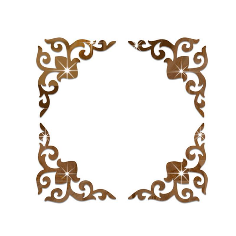 4pcs Corner Mirror Sticker Acrylic 3D Wall Stickers Self-adhesive Cabinet Edge Building Border Living Room Bedroom Home Decor