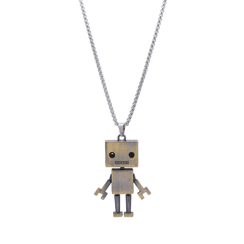 

Trendy earth cool dancing box cute robot movable limbs old retro necklace men s trendy accessories