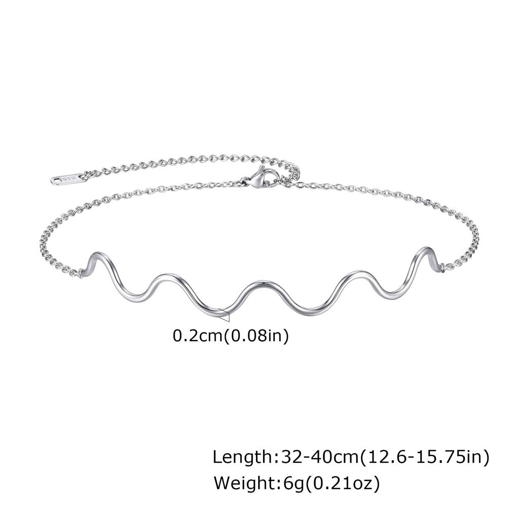 Jewelry Fashion Collar Exaggerated Earrings Stainless Steel Line Wave Necklace 18K Gold Ladies 1809