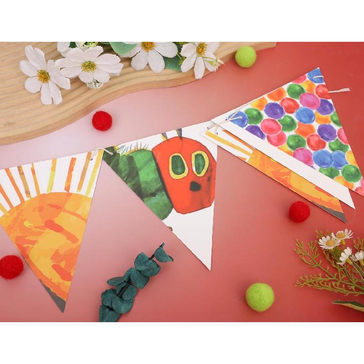 Hungry Caterpillar Party Garland Banner, 80 Inches, Colorful Triangle Pennants for Birthday Decoration,Fruit Theme Garland for Baby Boy Girl