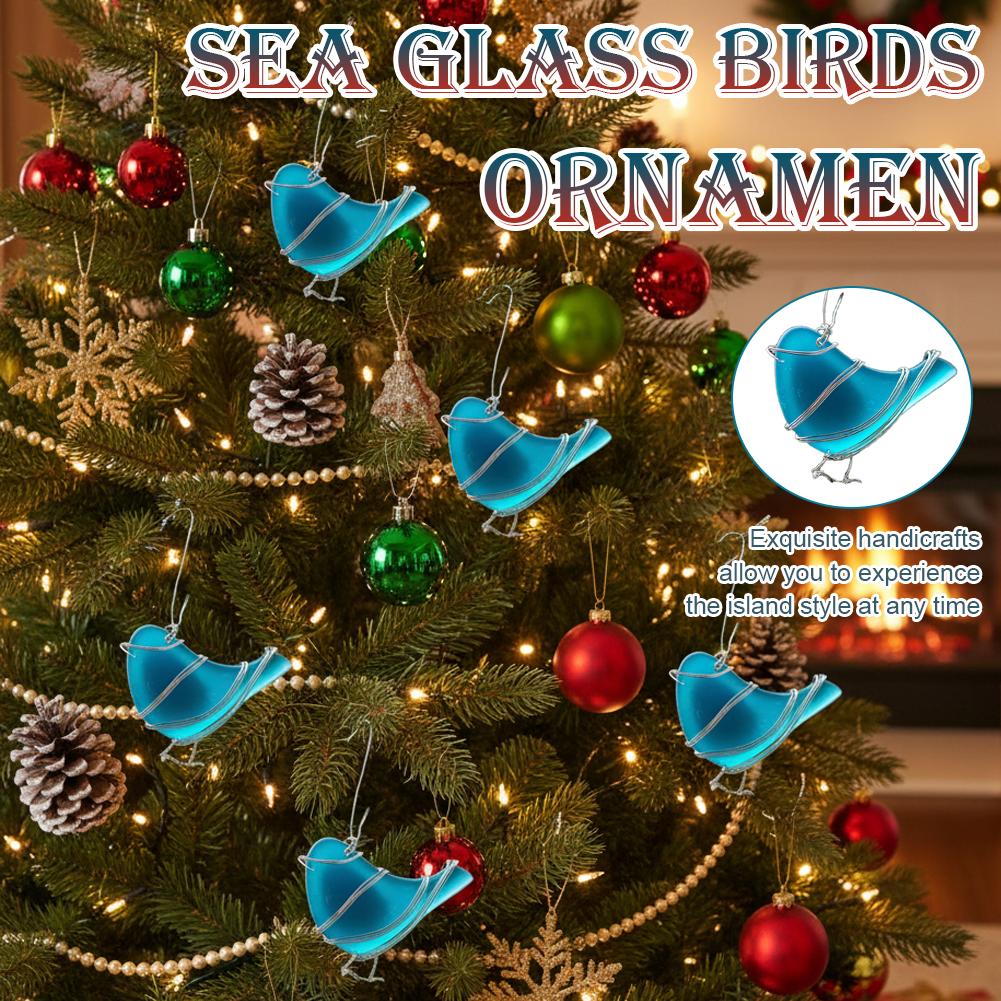 Handmade Sea Glass Bird Ornament Christmas Ornament Pendant Garden Decor Outdoor Bird Animal Pendant Landscape Ornament Cut U8S8