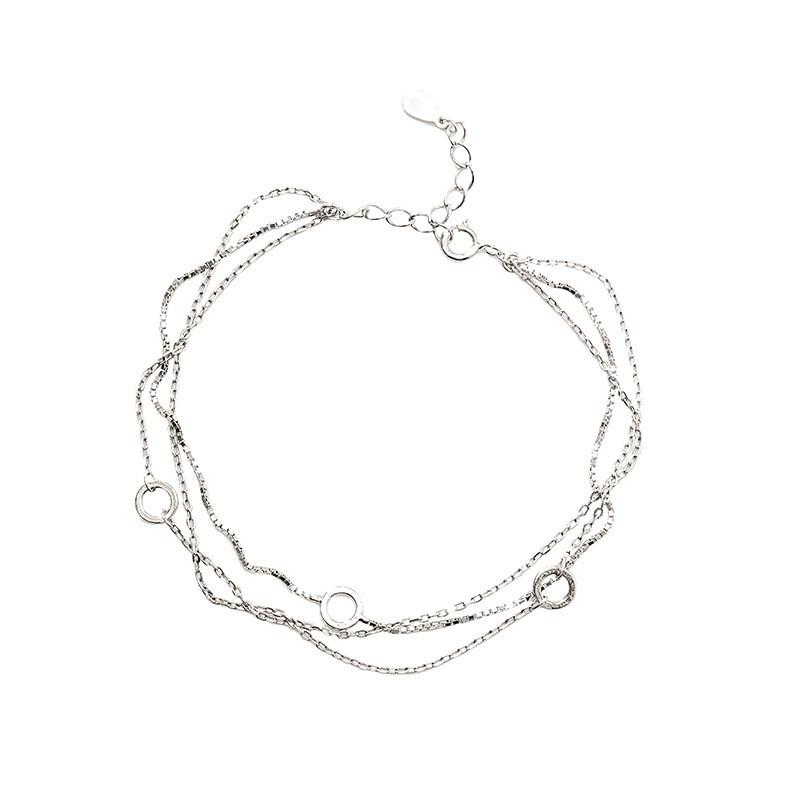 Minimalist Geometric Circle Stackable Bracelet Women Sterling Elegant Daily Wear Jewelry