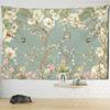 Green Flower and Bird Painting Vintage Tapestry Wall Hanging Boho Art Hippie Tapiz Aesthetics Room Home Decor