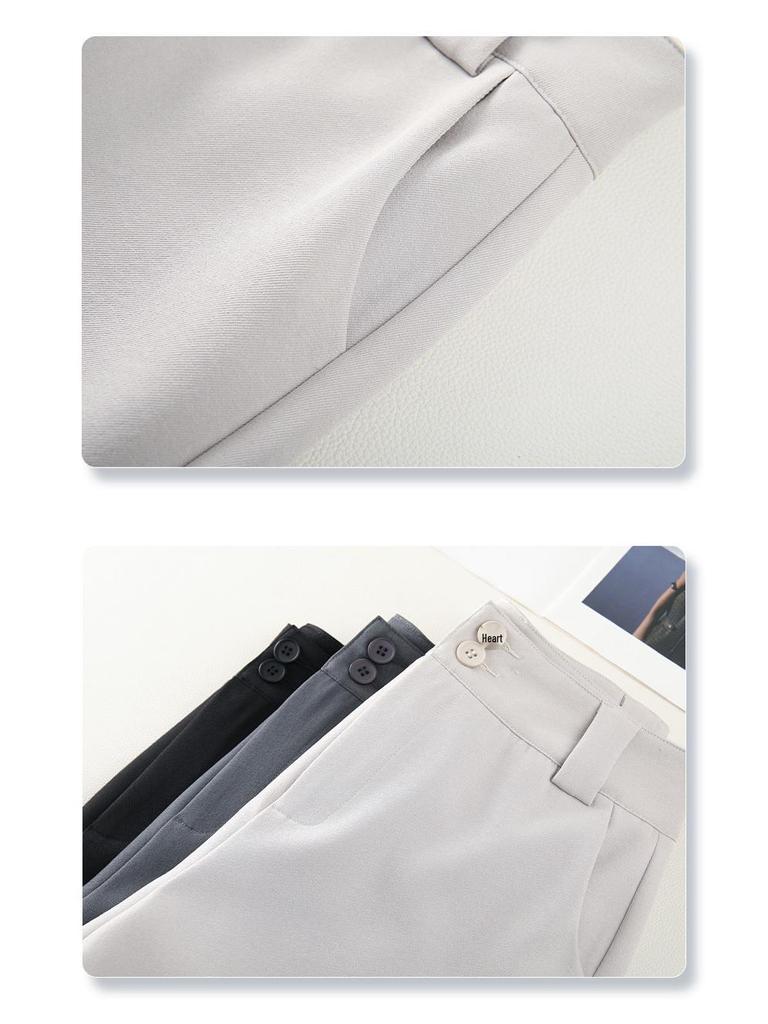 Spring 2025 Women's High-Waist White A-Line Suit Shorts - Casual, Loose Wide-Leg Design
