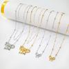 Elegant Gold Plated Double Layer Bow Pendant Necklace for Women - Titanium Steel Clavicle Chain, European American Style