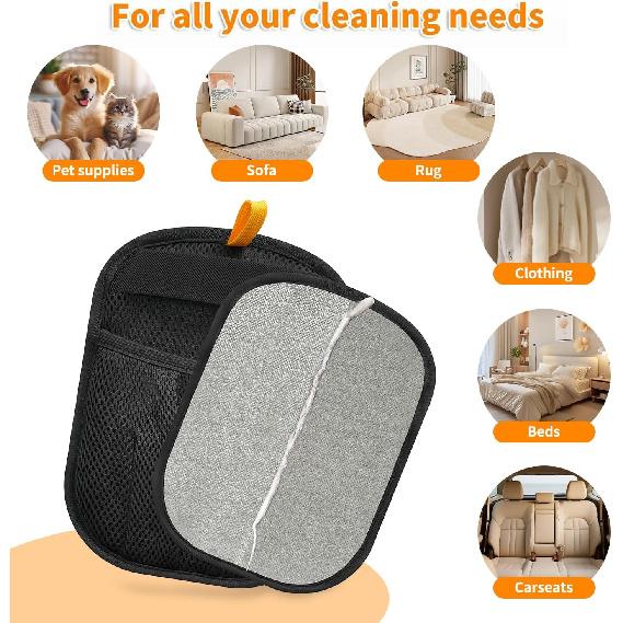 2PCS Pet Hair Removal Glove for Cats & Dogs Five-Finger Electrostatic Magic Brush Pet Hair Remover Glove for Clothing, Couch, Carpet, Furniture, Car