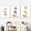 Pastel Colored Sea Shell Watercolor Poster Ocean Pebbles Canvas Painting Wall Art Education Picture Retro Kid Room Home Decor