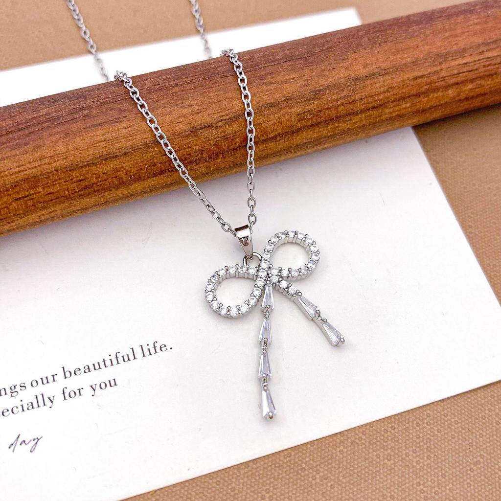 Necklace New Ribbon Bow Necklace Accessories Women's ins Style Niche Design Sense Fashion Versatile Clavicle Chain Women