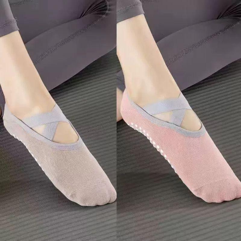 

Носки для йоги Женские носки с перекрестными ремешками Профессиональные Нескользящие Силиконовые Для занятий в помещении Фитнес Танцы Для начинающих Пилатес Спортивные носки 2 pairs [beige + orange powder]](Yoga boat Socks])