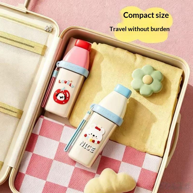 3 In 1 Plastic Toothbrush Cup Large Capacity Cartoon Print Portable Toothpaste Storage Case for Travel Trips