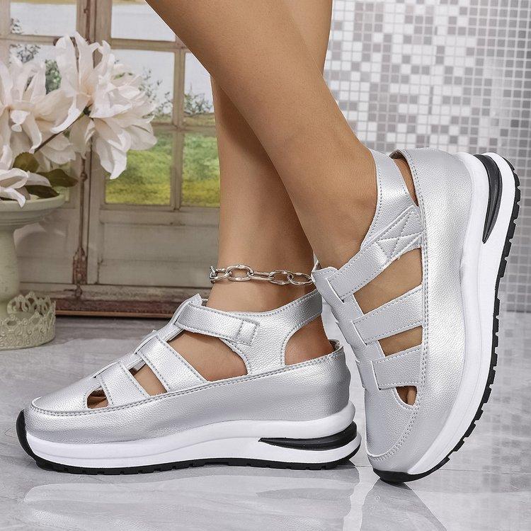 

Sandals women s new wedge heel Velcro women s shoes platform casual shoes 35 срібний