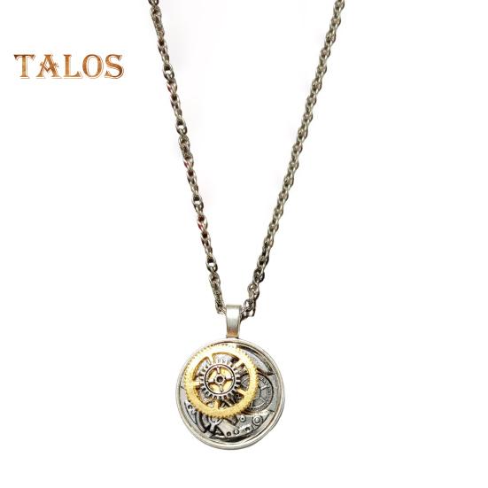 

Ожерелье с подвеской в виде механических шестеренок, винтажное ожерелье в стиле стимпанк с круглыми шестеренками, ювелирные изделия из сплава для мужчин и женщин, повседневная одежда для работы и вечеринки серебряный