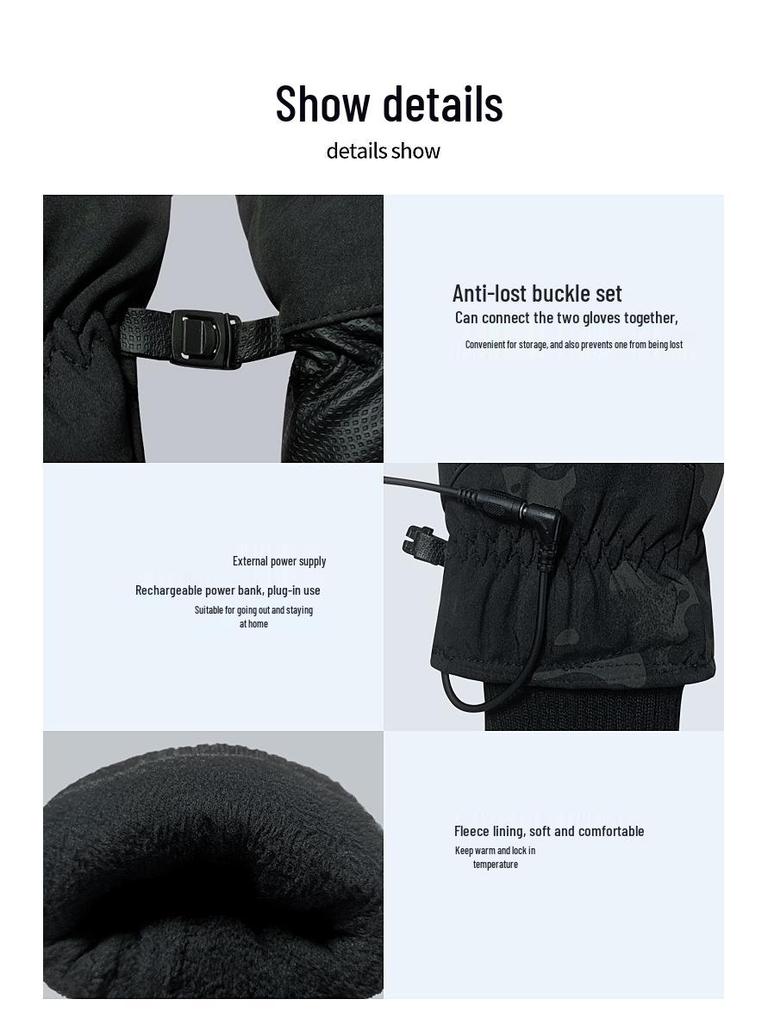 USB Heated Gloves: Winter Warmth with Thick Velvet, Cold-Resistant Motorcycle Riding Power Bank Heating
