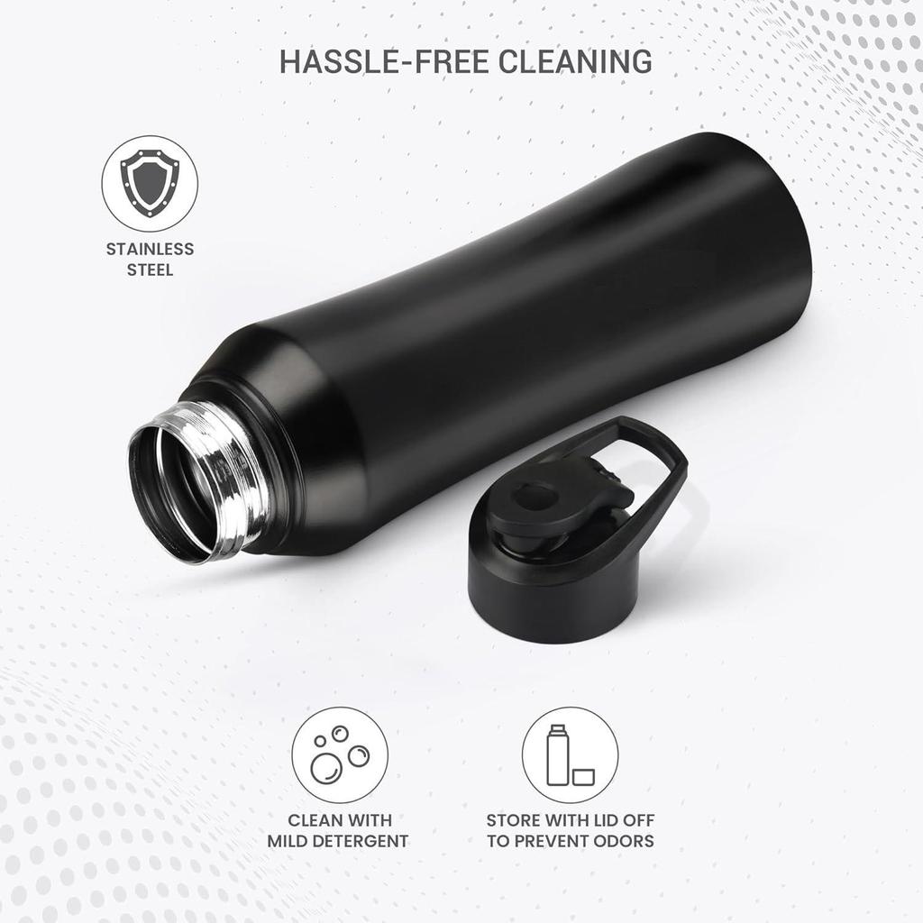 Comet 1000 Stainless Steel Water Bottle 1000 ml, Single Walled, ISI Certified I Leak Proof Lid, Rust Proof I For School, Office, Gym